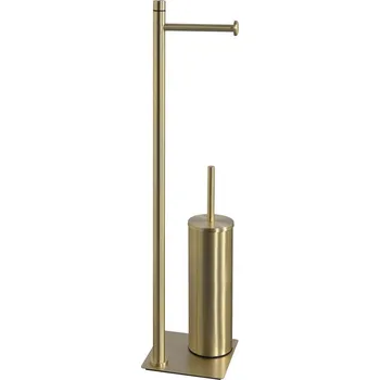 WC štětka Gedy TRILLY stojan s držákem na toaletní papír a WC štětkou, hranatý, zlato mat