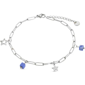 Řetízek biju Řetízek na nohu s hvězdičkami a modrými korálky 2518-2