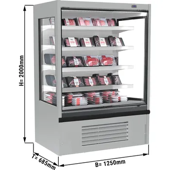 Vinotéka G.Gastro Přístěnný hladicí regál - 1,25 x 0,69 m - se 4 policemi - nerezová ocel 700 hluboký