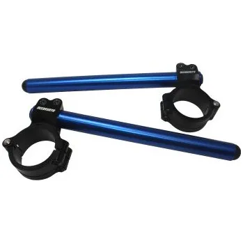 Aluminium-forged clip-ons ACCOSSATO with metal clamp composed of 2 half-rings 10 degrees inclination, blue CP004N-10-B-250