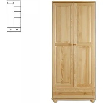 Šatní skříň Šatní skřín se šuplíkem BM107 borovice masiv NELAKOVANÁ