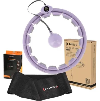 Obruč HMS HHW09 sada masážní hula hoop fialová + závaží + počítadlo + zeštíhlující pás BR163