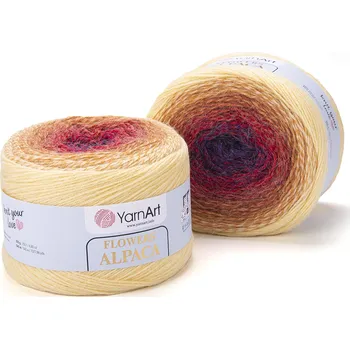 Galanterie Yarn Art Flowers alpaca 418 fialová, červená, okrová, žlutá