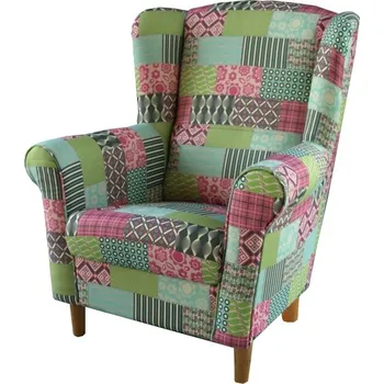Křeslo Křeslo ušák Charlotte látka patchwork M1 (Křesla ušáky)