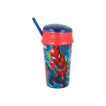 dětská jídelní sada Pohár na pití SPIDERMAN svačinka s brčkem 400ml