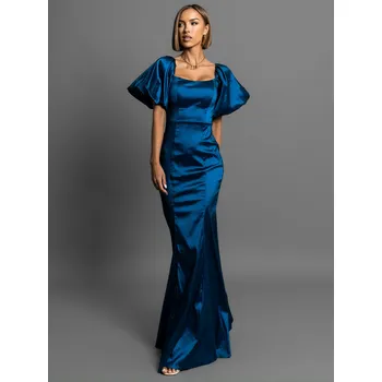 Dámské šaty Modré společenské dlouhé šaty GLAMYT na ples Velikost: S