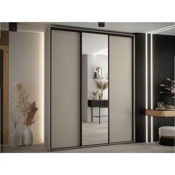 Šatní skříň Šatní skříň Fektre 3 200, Inreriér skříně: bez zásuvek, Barva: kašmír / kašmír + černá MIRJAN 5903211333293