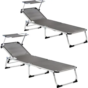 Zahradní lehátko Garden King Zahradní lehátko se stříškou 2 ks šedé