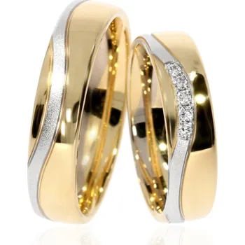 Prsten Zlaté snubní prsteny ST-293 Kameny: Se Zirkony
