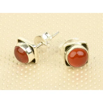 Náušnice Karneol náušnice pecky čtverec Ag 925/1000