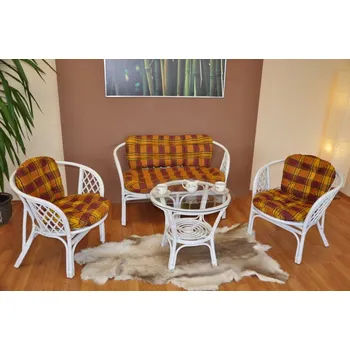 Zahradní sestava Axin Trading s.r.o. Ratanová sedací souprava Bahama velká bílá, polstr okrový Axin Trading s.r.o.