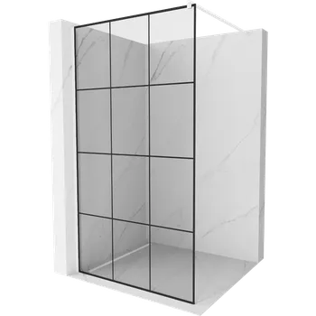 Mexen Kioto sprchová stěna Walk-in 120 x 200 cm, černá mřížka 8 mm, bílá - 800-120-101-20-77 Sprchové stěny