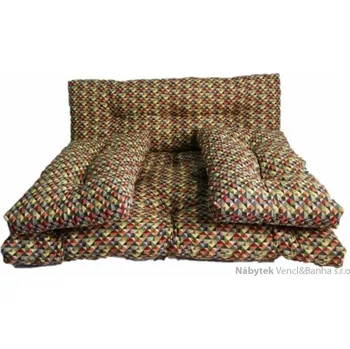 Podsedák polstry na zahradní nábytek, polstry na paletový nábytek s opěrkou a polštáři barevná mozaika lkv