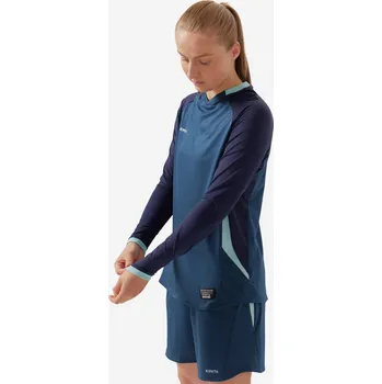 KIPSTA Dámský fotbalový dres s dlouhým rukávem střih slim XL MODRÁ