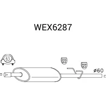 Zadní díl výfuku Střední díl výfuku QWP WEX6287