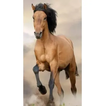 Carbotex Horses Brown BRM013759 plážová osuška hnědá 70x140