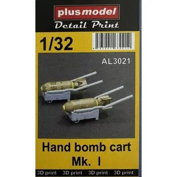 Plastikový model Plusmodel 1/32 Hand bomb cart Mk.I