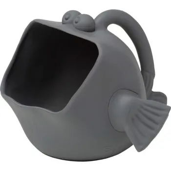 Hračka pro nejmenší Scrunch silikonový kyblík a konvička 2v1 ve tvaru ryby, Anthracite Grey