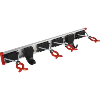 Dílenský regál Bruns nástěnná sada 4 držáků a 2 háčků + lišta na nářadí 50 cm