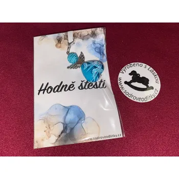 HandMade by VeJa Dárková karta - Hodně štěstí s přívěškem