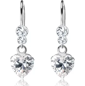 Náušnice Stříbrné 925 náušnice, čiré zirkonové srdce a kulaté krystaly Swarovski