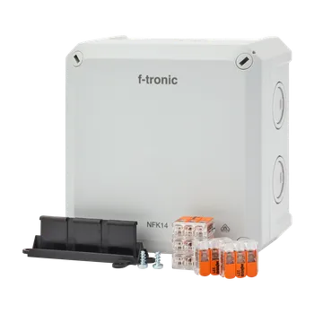 Elektroinstalační krabice F-TRONIC 7340230 Rozbočovací krabice IP66 NFK14gr-K6, 140x140x81mm, se svorkami, šedá