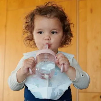 Mininor Lahev s brčkem Tritan 220 ml - Rose