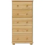 Komoda borovice masiv 5 zásuvek BM115 šířka 55 cm