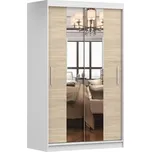 Šatní skříň RETICULA 01 se zrcadlem, bílá/dub sonoma +možnost VÝNOSU + vyzvednutí ZDARMA