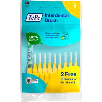 Zubní kartáček TePe Original mezizubní kartáčky z bioplastu 0,7 mm, žluté, 8+2 ks zdarma