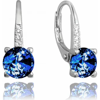 Náušnice Elegantní stříbrné náušnice s tmavě modrým zirkonem
