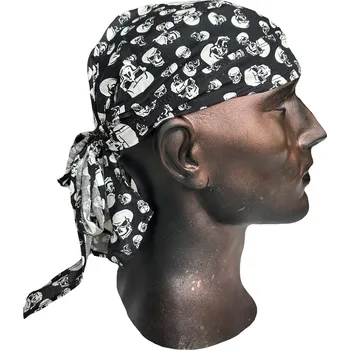 Šátek šátek na hlavu (čepička) bavlněný malé lebky