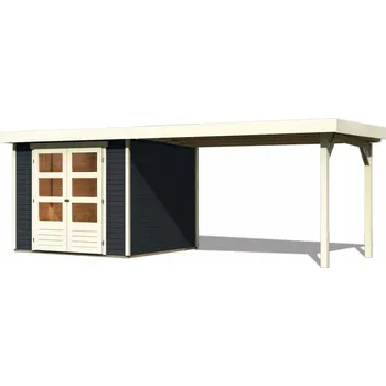 Zahradní domek Dřevěný domek KARIBU ASKOLA 3,5 + přístavek 2,8 m Antracit Varianta: dřevěný domek KARIBU ASKOLA 3,5 + přístavek 280 cm (48913) antracit LG3191