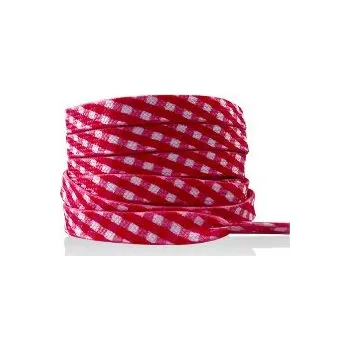 Tkaničky do bot Široké tkaničky s kostkovaným potiskem, jeden pár - Červené, 120 cm