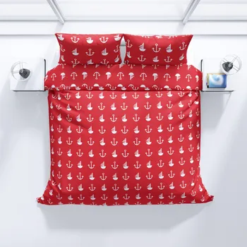 Povlečení Top textil Chanar s.r.o Bavlněné povlečení Červená kotva 140x200, 70x90 cm