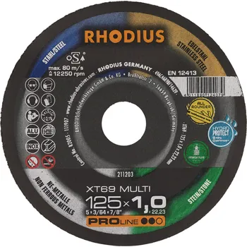 Řezný kotouč RHODIUS Extra tenký řezný kotouč XT69 MULTI 125 x 1,0 x 16,00 PROline