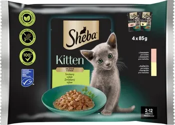 Krmivo pro kočku Sheba Kitten kapsička smíšený výběr ve šťávě Salmon/Chicken