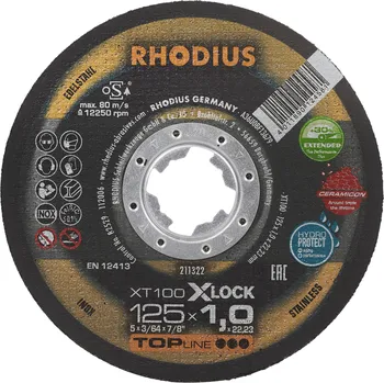 Řezný kotouč RHODIUS Extra tenký řezný kotouč XT100 X-LOCK 125 x 1,0 x 22,23 TOPline