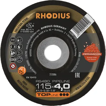 Brusný kotouč RHODIUS Brusný kotouč RS480 PIPELINE 115 x 4,0 x 22,23 TOPline