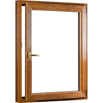 Okno SKLADOVÁ-OKNA.cz Jednokřídlé plastové okno REHAU Smartline+, otvíravo-sklopné pravé - 950 x 1400 mm Bílá dovnitř / Zlatý dub ven