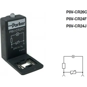 Ventil Indikátor 15mm 115 VAC 50 Hz - 120 VAC 60 Hz pro modulární ventily PS1 Parker P8V-CR24F