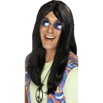 Karnevalová paruka Pánská paruka hippiesák - Černá