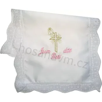 rouška Křestní rouška - růžová (Jsem Boží dítě)