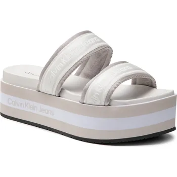 Dámské pantofle Calvin Klein Jeans Flatform Sandal Twostraps Bright White 39
