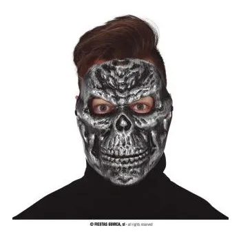 Party dekorace Maska kostlivec - lebka - stříbrná - Halloween