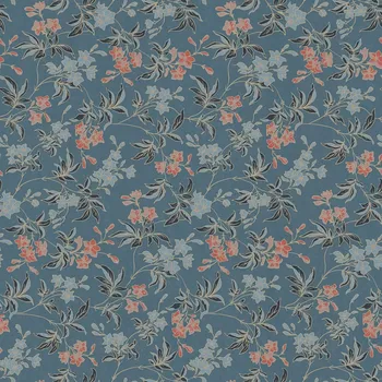 Tapeta A.S. Création | Vliesová tapeta na zeď ART OF EDEN 39063-4 | 0,53 x 10,05 m | modrá, oranžová, vining ivy + Modrá, oranžová, vining ivy vliesová tapeta na stěnu 390634 v rozměru 0,53 x 10,05 m