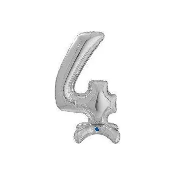 Balónek Amscan Fóliový balónek stojící stříbrná 64 cm číslice 4
