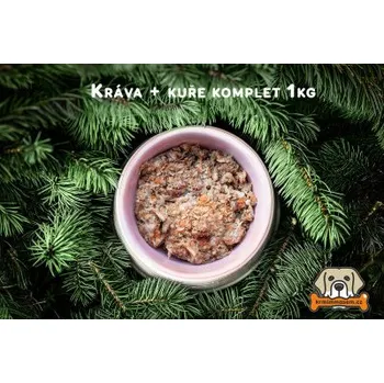 Krmivo pro psa BARF - Kráva + kuře komplet 1 kg KRMIMMASEM.CZ KM201