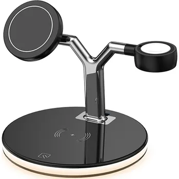 Qi magsafe bezdrátová nabíjecí stanice 3v1 25W Barva: Černá