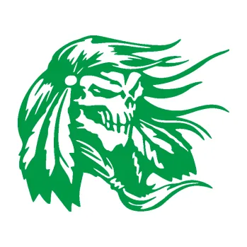 Samolepící dekorace Indián 007 pravá lebka náčelník (12 - zelená) SAMOLEPKA NA AUTO, NÁLEPKA, FÓLIE, POLEP, TUNING, VLASTNÍ TEXT, TISK, AUTOSAMOLEPKY.cz, POLEPY, OBRÁZEK, LOGO, 3D STICKERS